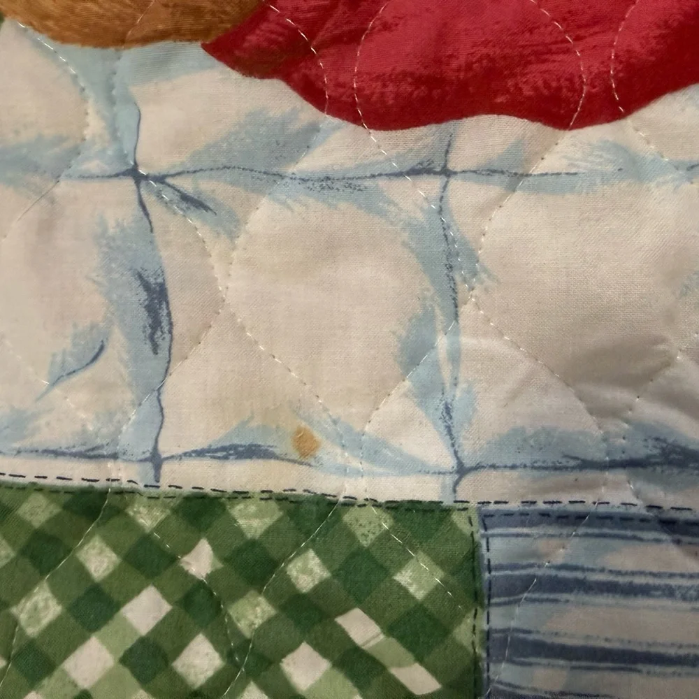Blue Jean Teddy Bear Quilt Baby Blanket Patchwork Plaid Me & My Blankie Vintage
